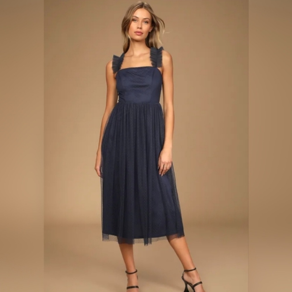 Elegant Navy Blue Midi Dress